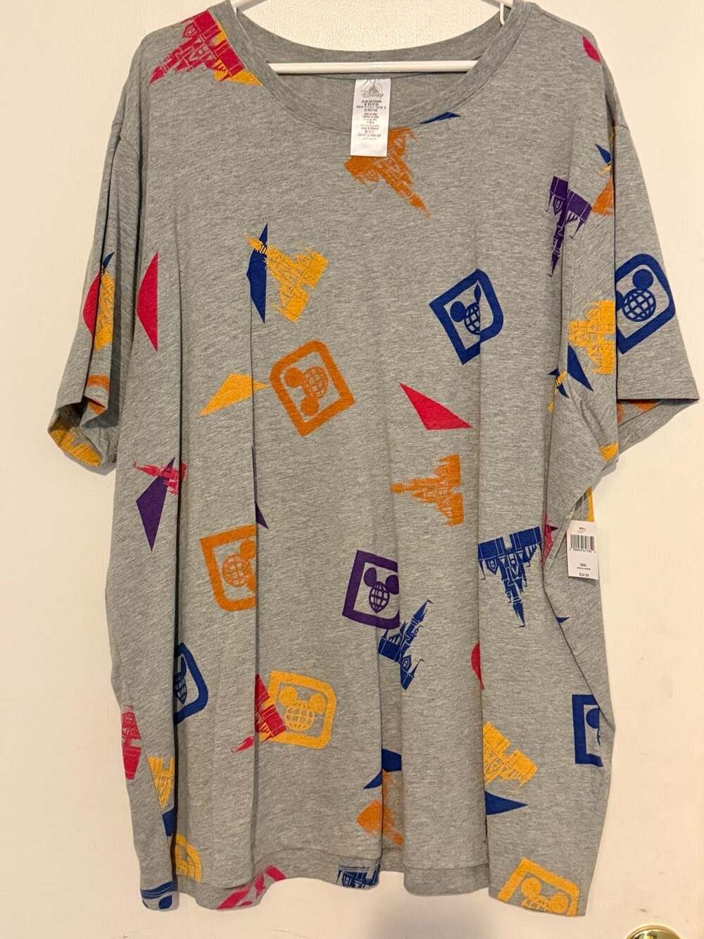 Disney Parks Icons Allover Print T-Shirt Gray XXXL